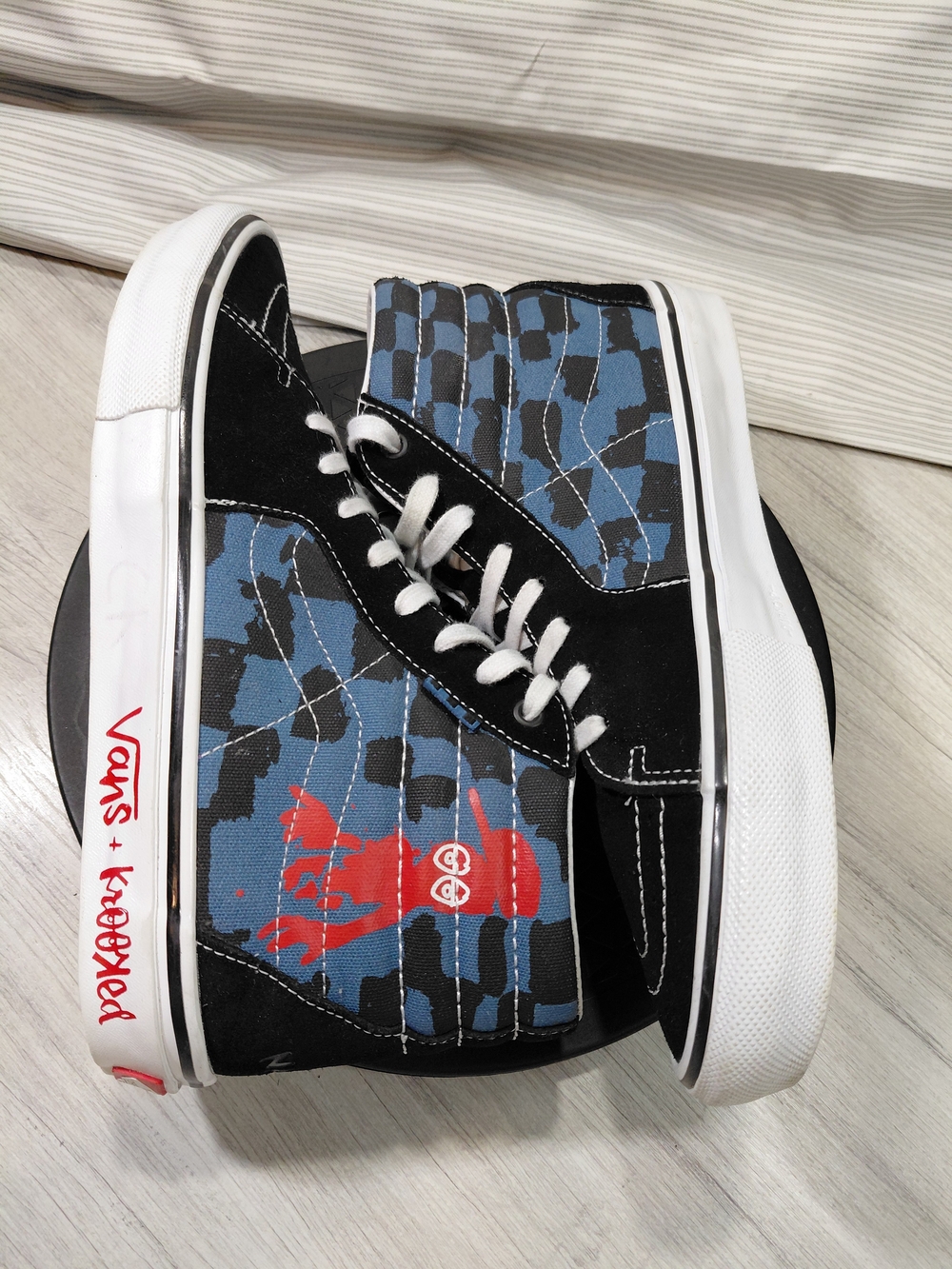 Vans X Mens Krooked Skate SK8-HI Black & Blue High-Top Sneakers SIZE MENS 10 - Picture 11 of 15